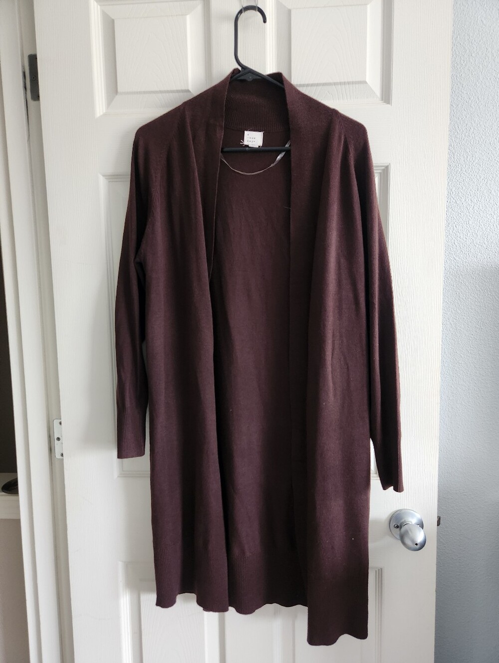 a new day Dark Brown Open-Front Longline Women's Cardigan S